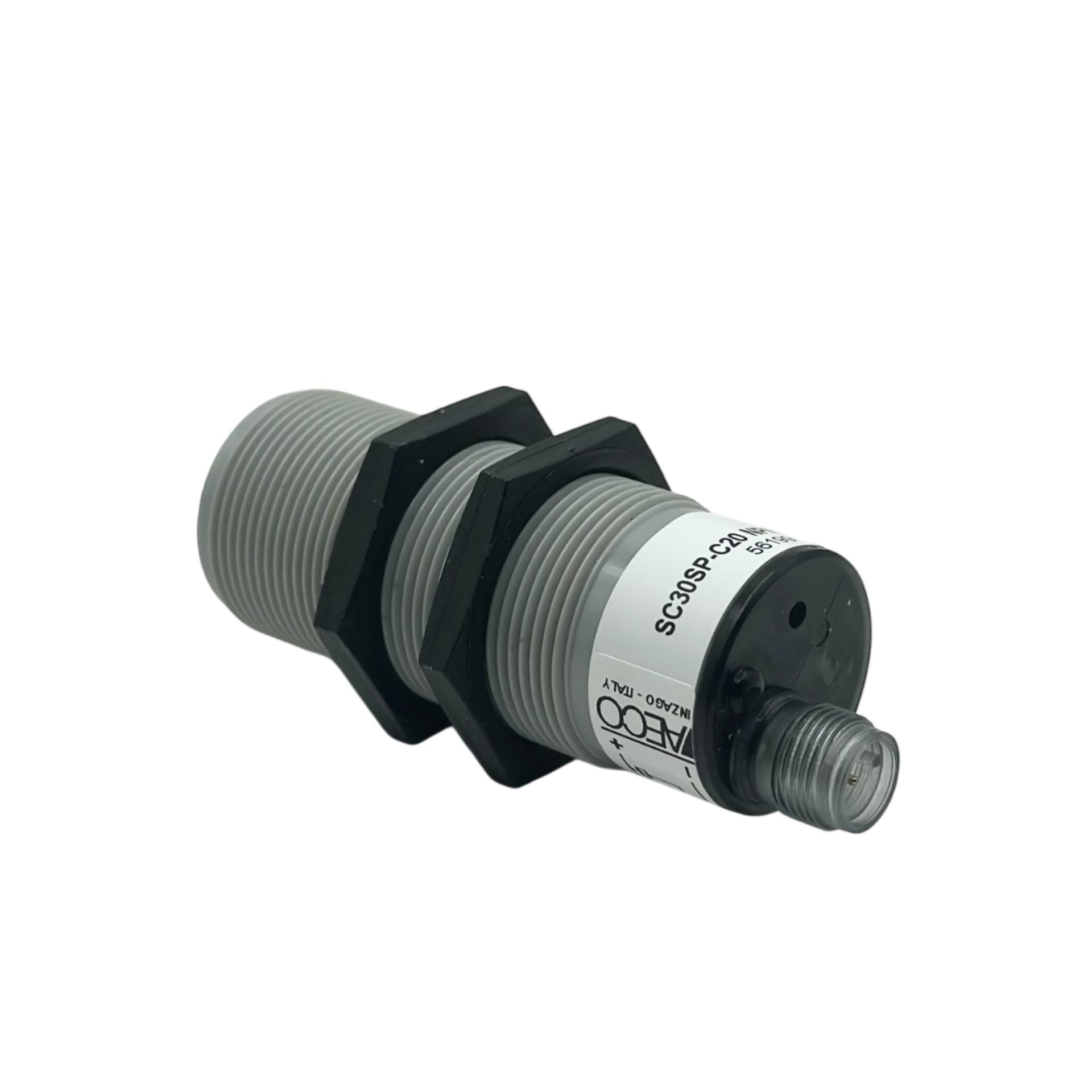 SC30SP-C20 NPN NO+NC H - Aeco - Sensor de plastico capacitivo de 30mm salida NPN NO+NC en vcd conector M12