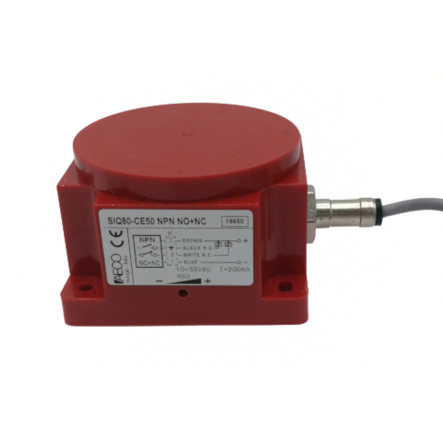 SIQ80-CE50 NPN NO+NC - Aeco - Sensor inductivo de 80mm salida NPN NO+NC en vca