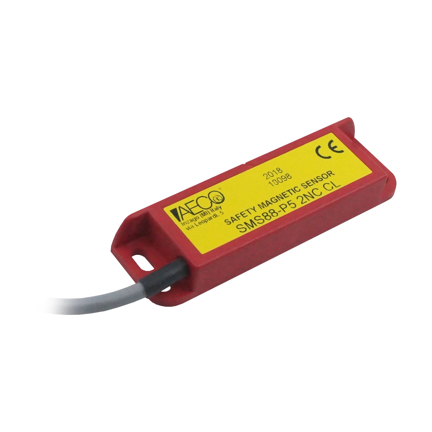 SMS88-P5 2NC CL -Aeco - Sensor Magnético de seguridad izquierdo 25x88x13mm salida 2NC conmutación 24vca/cd