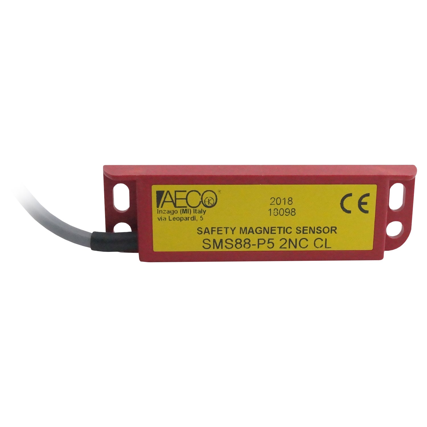 SMS88-P5 2NC CL -Aeco - Sensor Magnético de seguridad izquierdo 25x88x13mm salida 2NC conmutación 24vca/cd