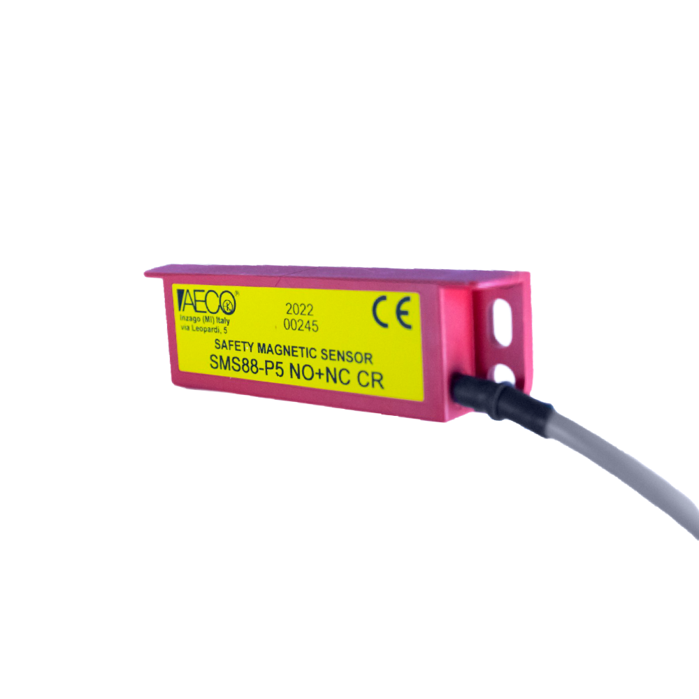 SMS88-P5 NO+NC CR - Aeco - Sensor Magnético de seguridad derecho 25x88x13mm salida NO+NC conmutación 24vca/cd