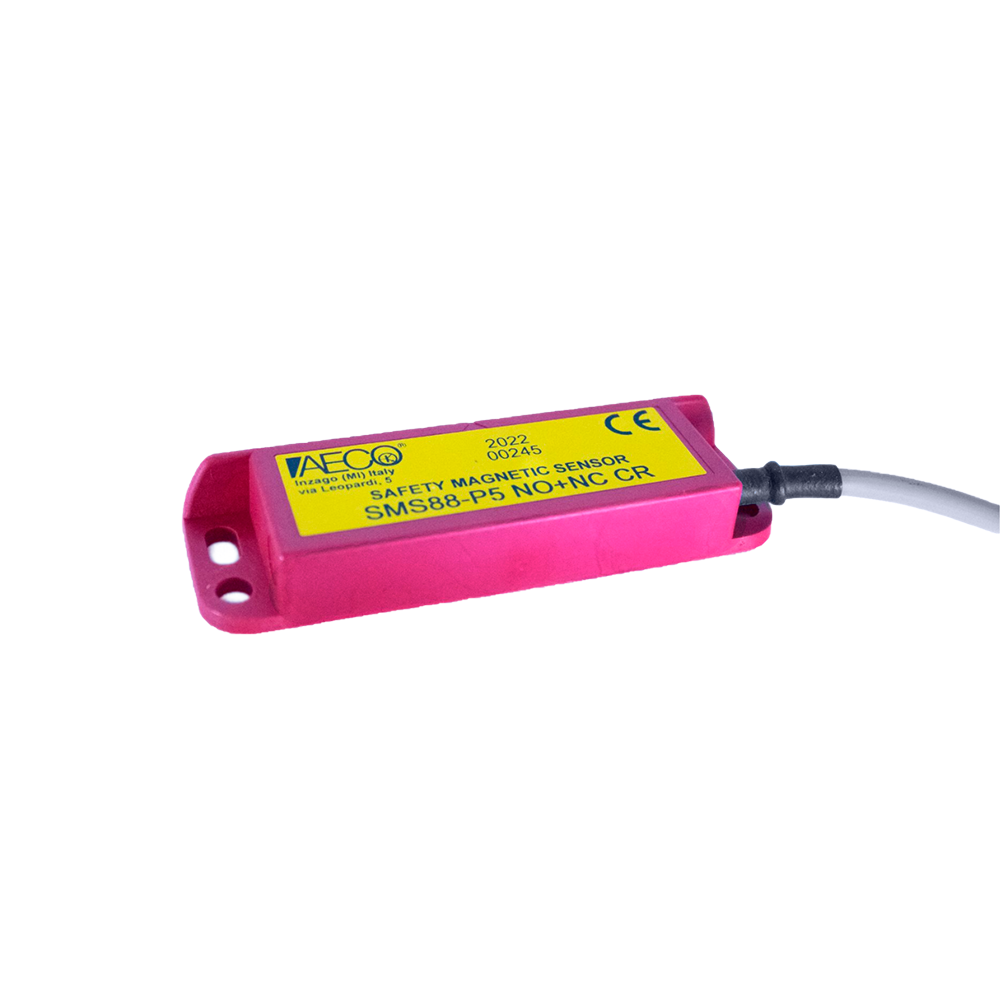 SMS88-P5 NO+NC CR - Aeco - Sensor Magnético de seguridad derecho 25x88x13mm salida NO+NC conmutación 24vca/cd