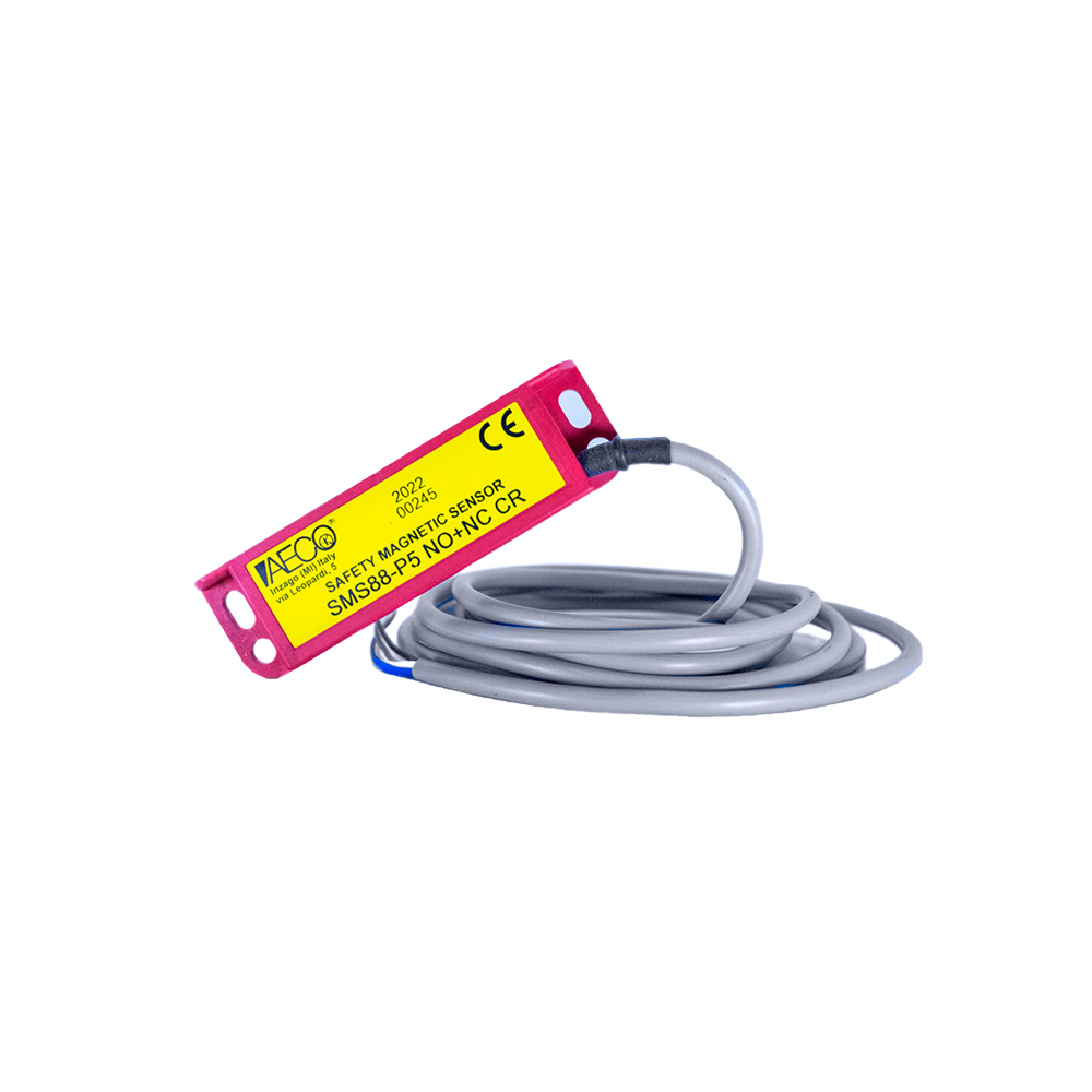 SMS88-P5 NO+NC CR - Aeco - Sensor Magnético de seguridad derecho 25x88x13mm salida NO+NC conmutación 24vca/cd