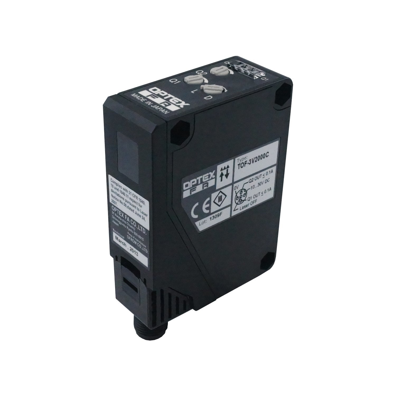 TOF-3V2000CN - Optex - Fotocelda TOF reflectiva de 55x74x23mm salida NPN L.O D.O en vcd conector M12
