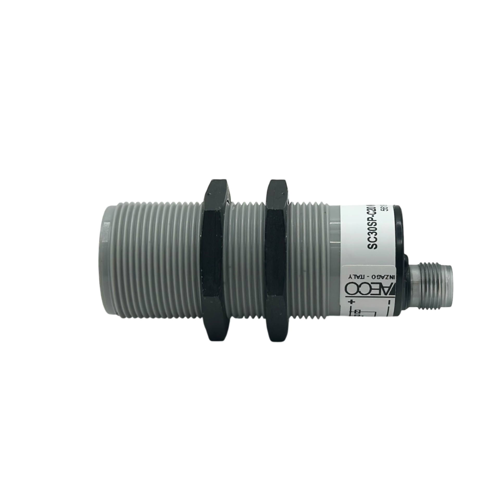 SC30SP-C20 NPN NO+NC H - Aeco - Sensor de plastico capacitivo de 30mm salida NPN NO+NC en vcd conector M12